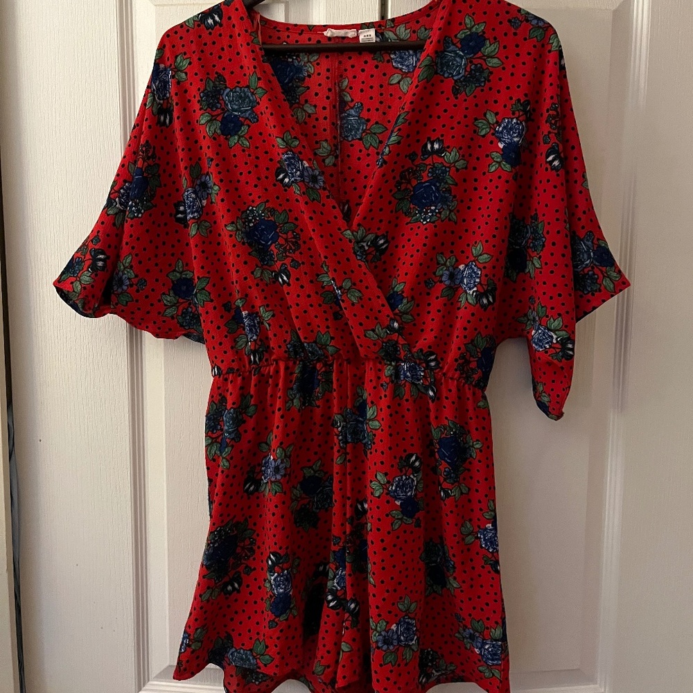 Red Floral Romper
